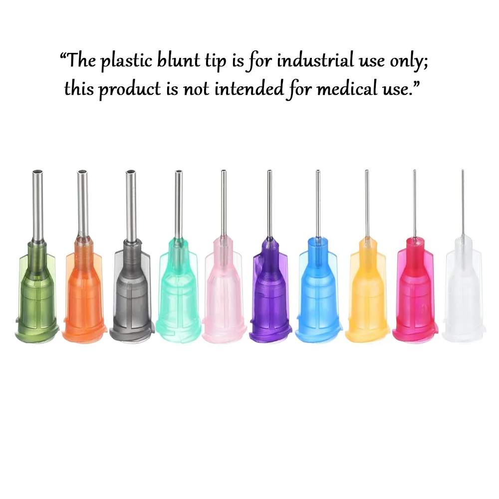 Colorful Multi-Specification Industrial Dispensing Needles, Flat-Head Stainless Steel Luer Needle Tip Set, Dispensing Machine Glue Dispensing Consumables, Non-Medical Use