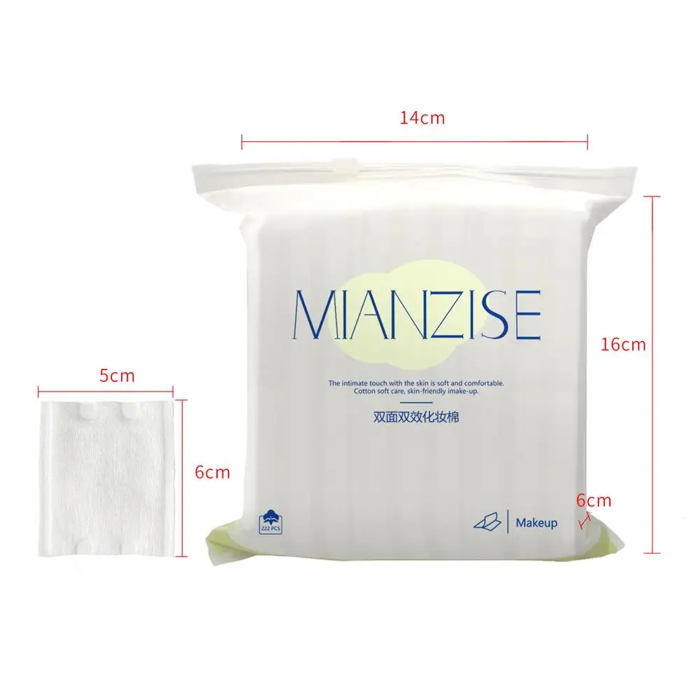 222 Uds. Almohadillas de algodón cosméticas cuadradas almohadillas desechables de doble cara para tóner, aplicación húmeda y eliminación de maquillaje