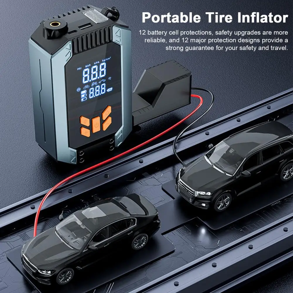 Portable Air Compressor Portable Rechargeable Tire Inflator with Digital Display Emergency 150psi Air Pump for Car Bike Sports