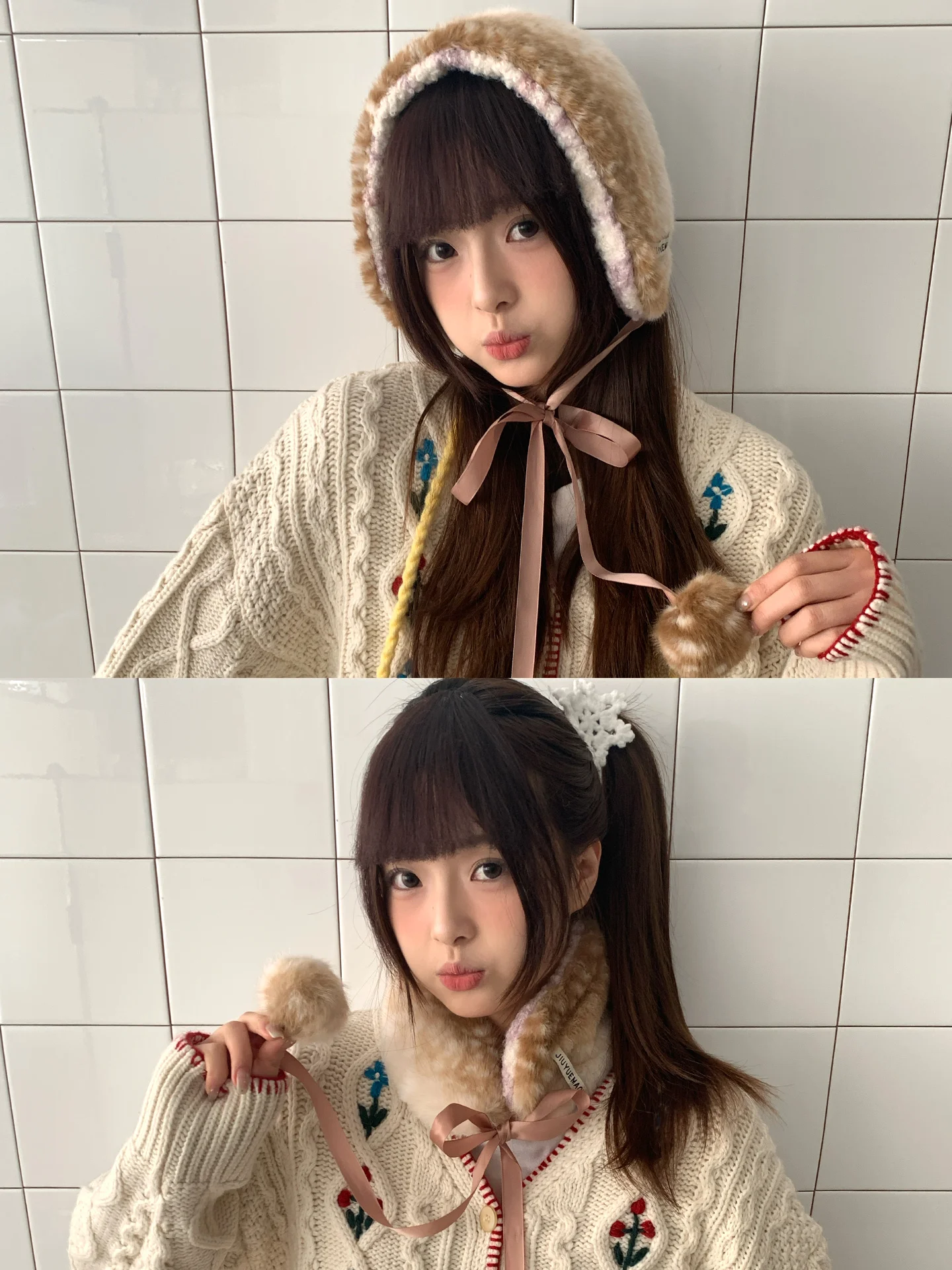 厚みのあるぬいぐるみ鹿柄イヤーマフ女性用冬用耳保護保温防寒耳カバー