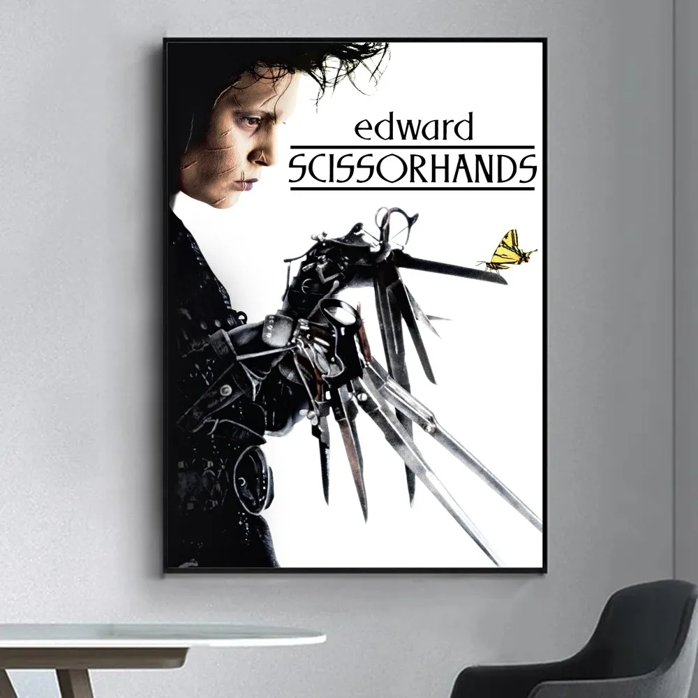 E-Edward S-Scissorhands Poster Fancy Wall Sticker for Living Room Bar Vintage Decorative Painting Middle
