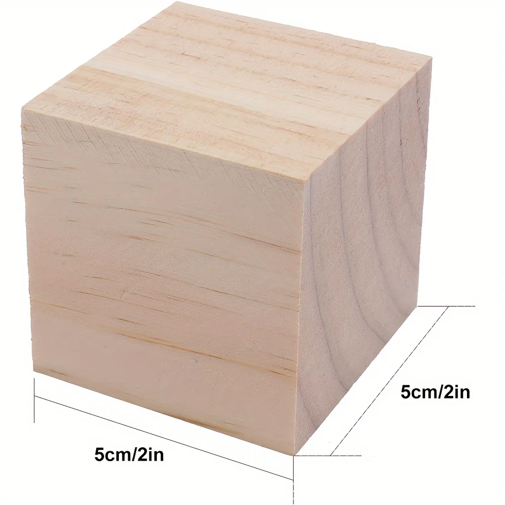 20 قطعة/10 قطعة/5 قطعة/1 قطعة مكعبات خشبية 2 بوصة كتل خشبية-رائعة لصنع الحرف اليدوية #2