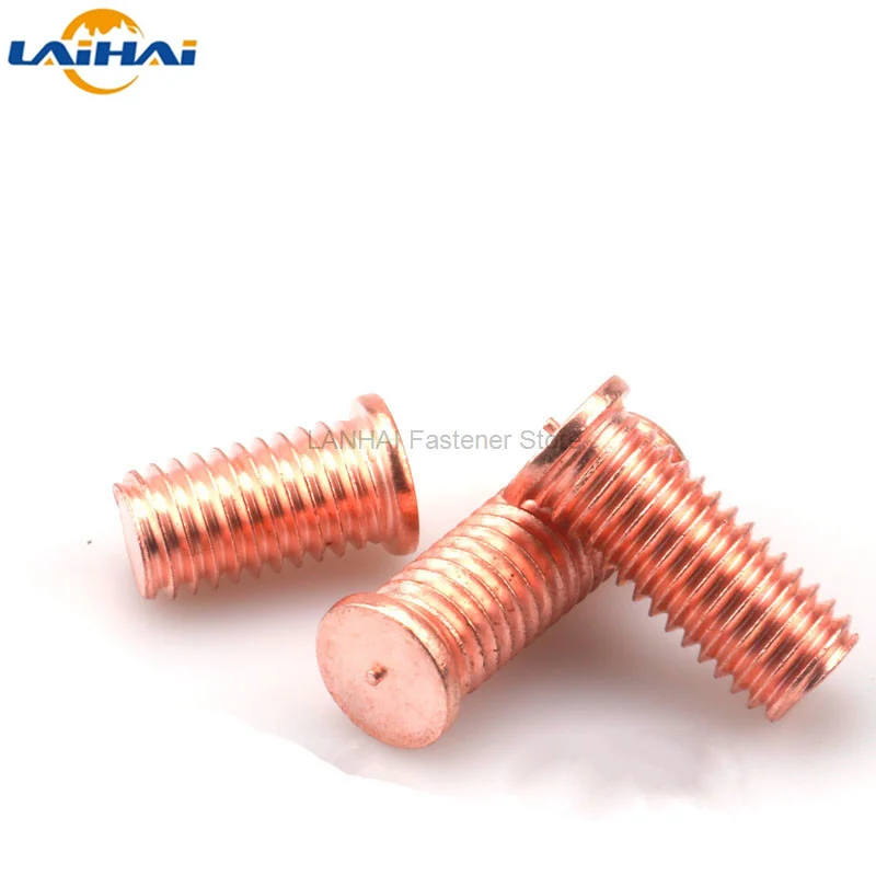 2/50pc M3 M4 M5 M6 M8 M10 Carbon Steel Copper Plated Stud Weld Spot Welding Screw Solder Point Nail Bolt for Capacitor Discharge