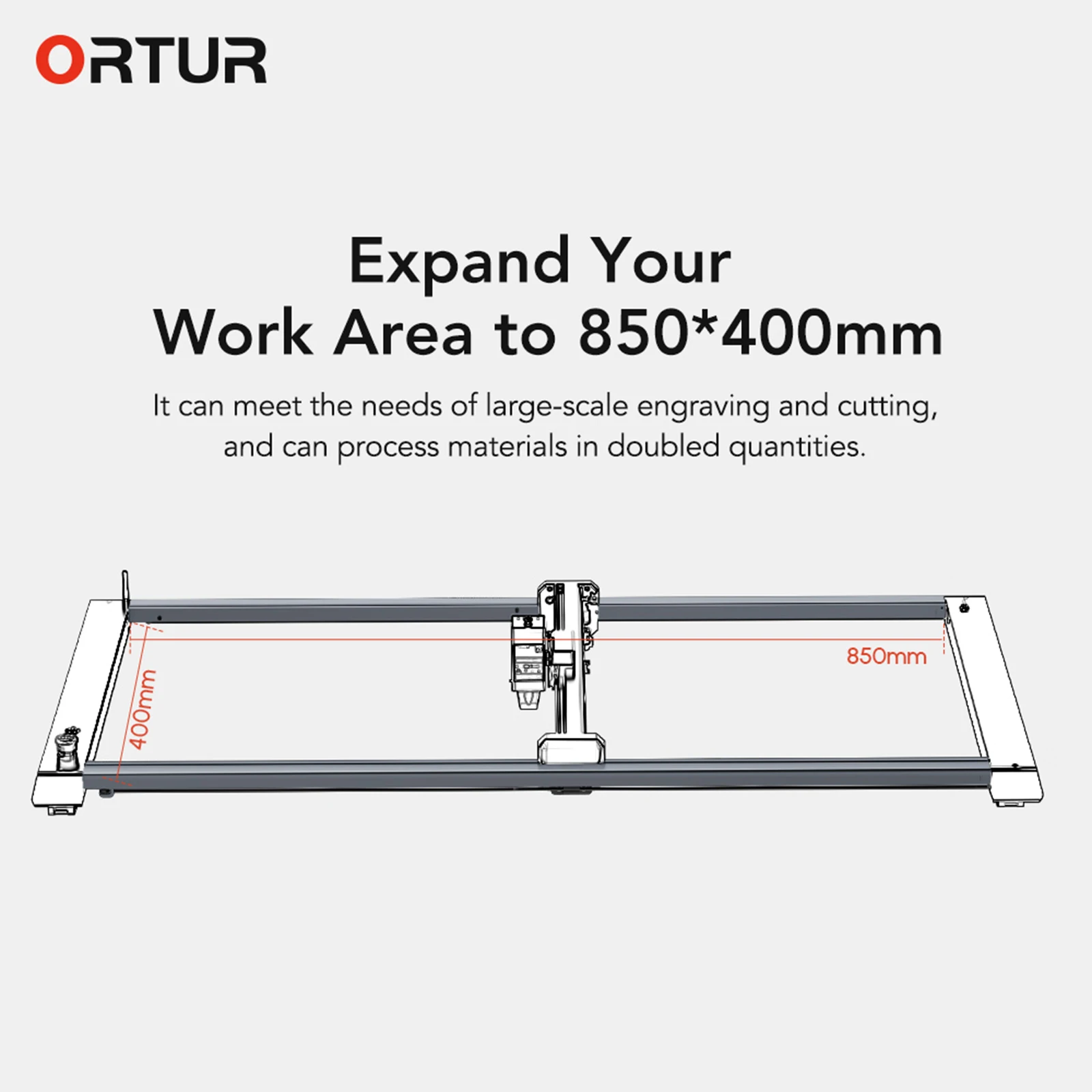 

ORTUR OLM3 Y-axis Extension Kit Expansion Rod Expand Increase Larger Working Area 850x400mm Engraving Cutting Machine