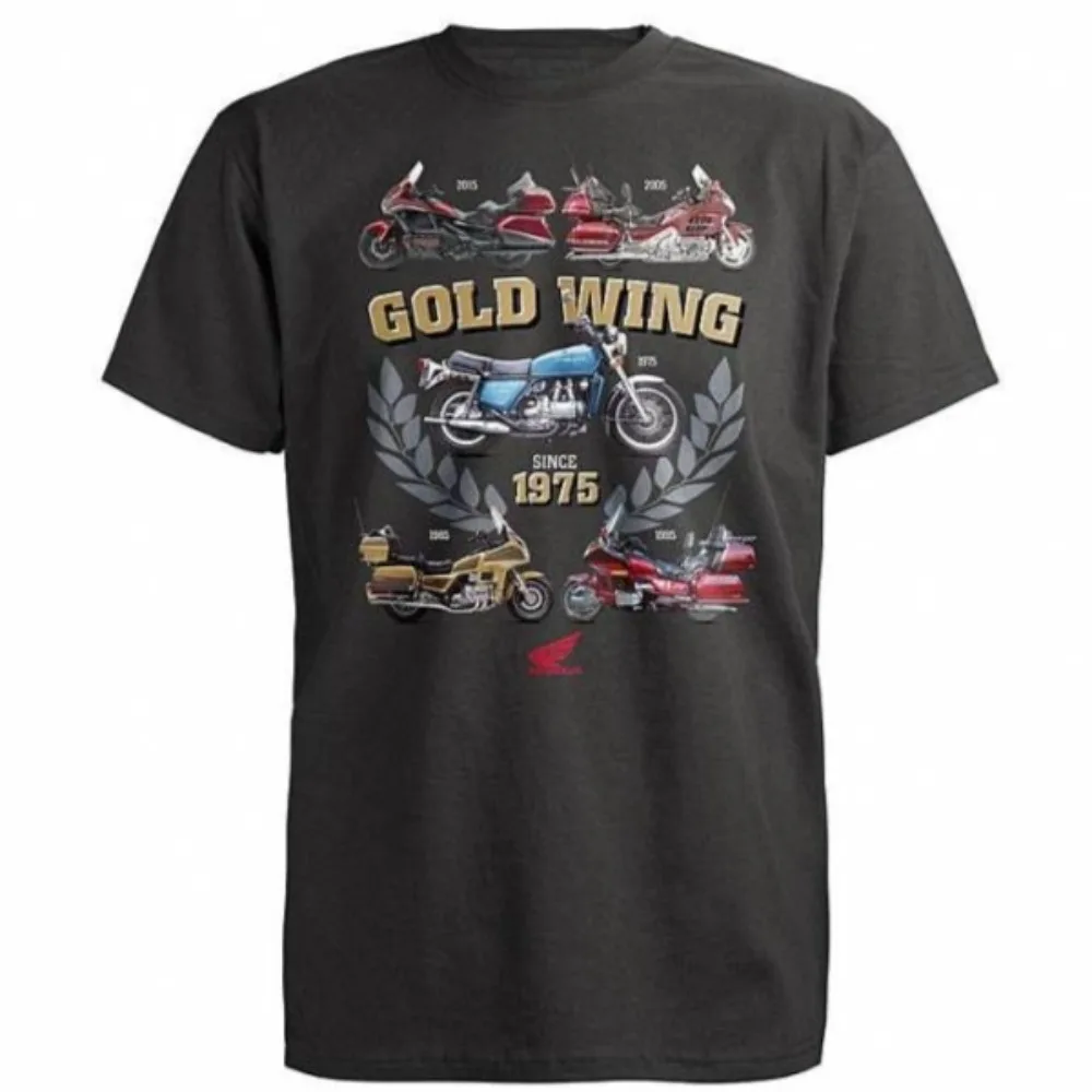 هوندا الرجال والنساء تي شيرت الصيف القطن المحملة هوندا الذهب الجناح منذ 1975 قصيرة الأكمام ربيع الخريف دراجة نارية الدراجات