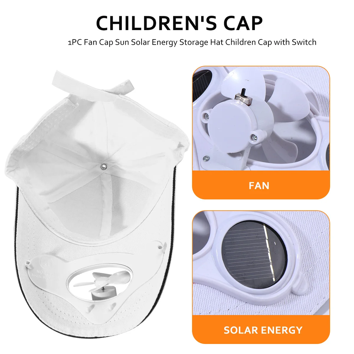 

1Pcs Fan Sun Block Hat Cotton Material Energy Storage Switch Summer Cooling Cap Children Outdoor Supplies Fan Cap