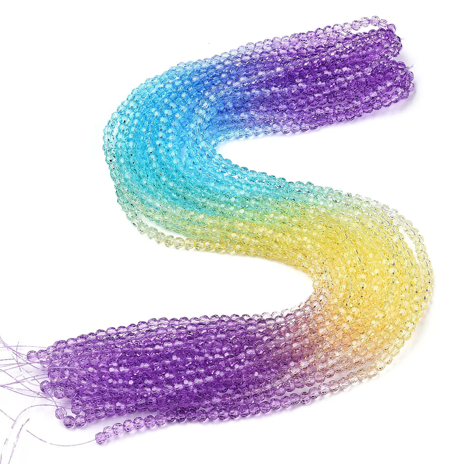 Transparent Glass Beads Strands, Segmented Multi-color Beads, Faceted(32 Facets), Round, Dark Orchid, 4~4.5mm, Hole: 1mm, about