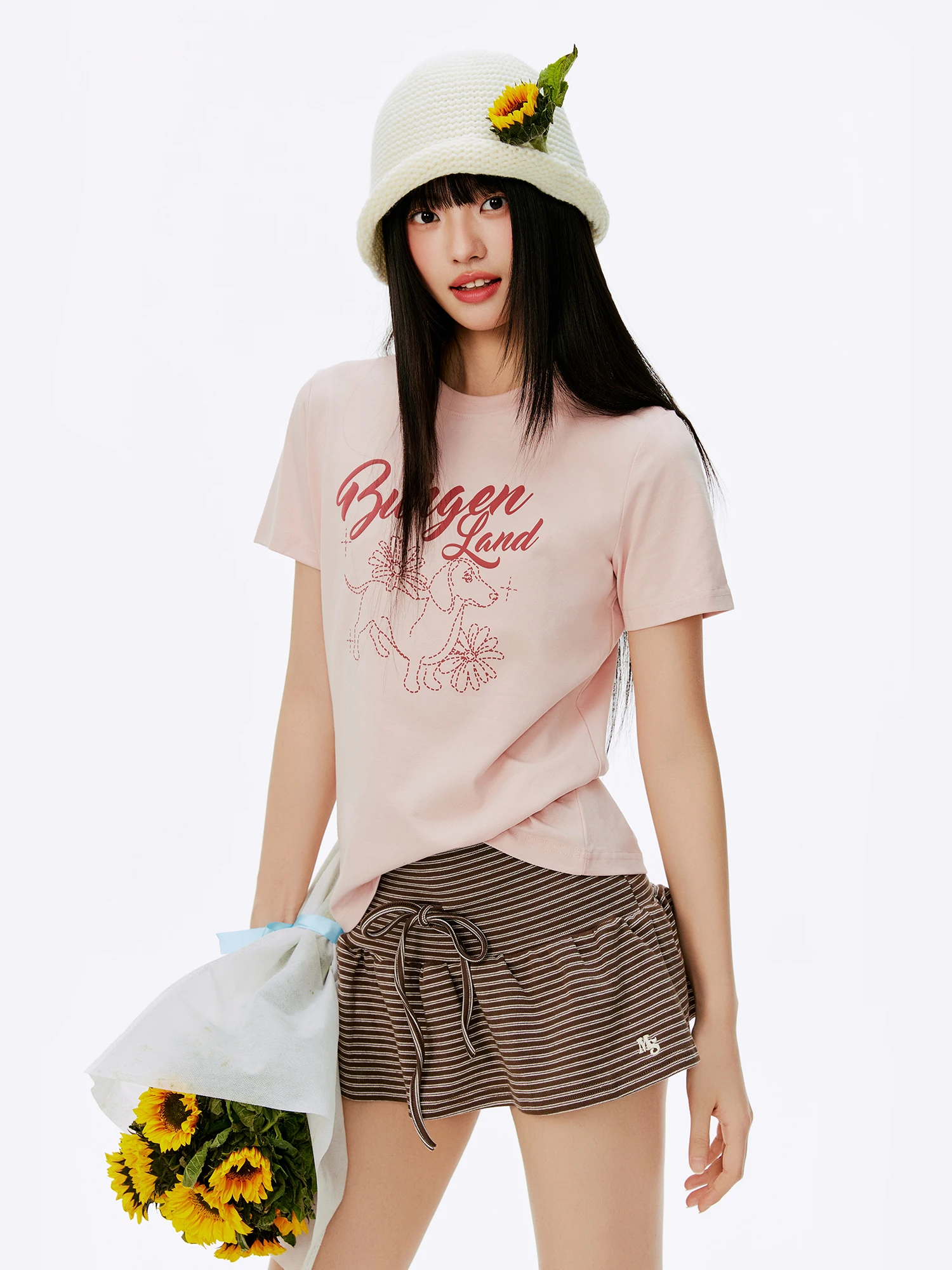 Cooling Feeling ort Sve Women's T-irt oulder Width Regular Korean Sle Cotton Blend Summer New Arrival BURGENLAND