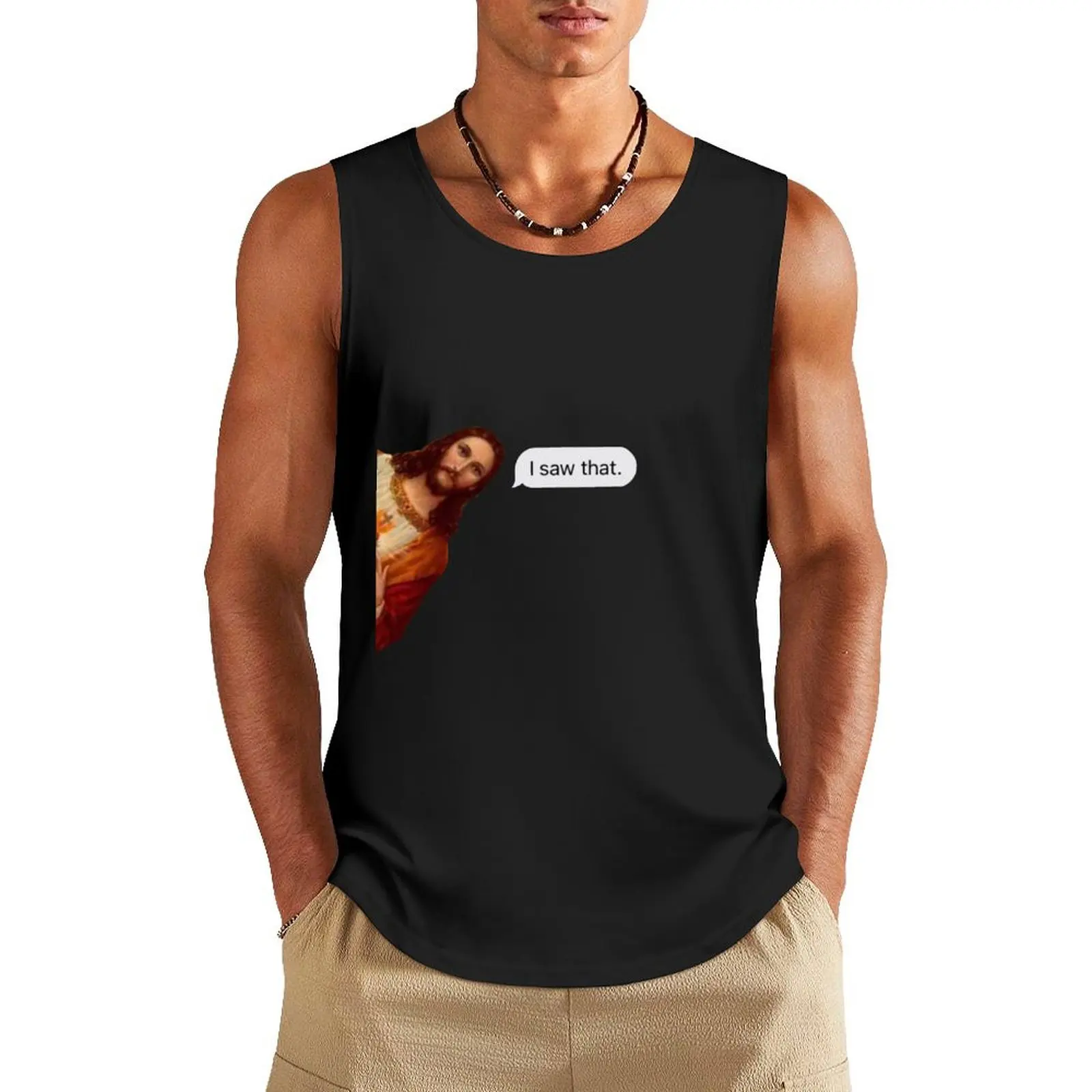 

Jesus I saw that text Tank Top gym t-shirts T-shirt Men's gym Gym wear