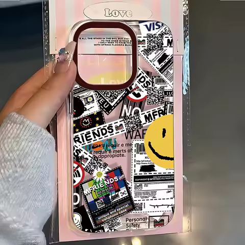 Fashion Graffiti Newspaper Label Phone Case For Samsung Galaxy S25 S24 S23 S22 S21 S20 Note20 Plus Ultra Lite 5G Clear TPU Cover