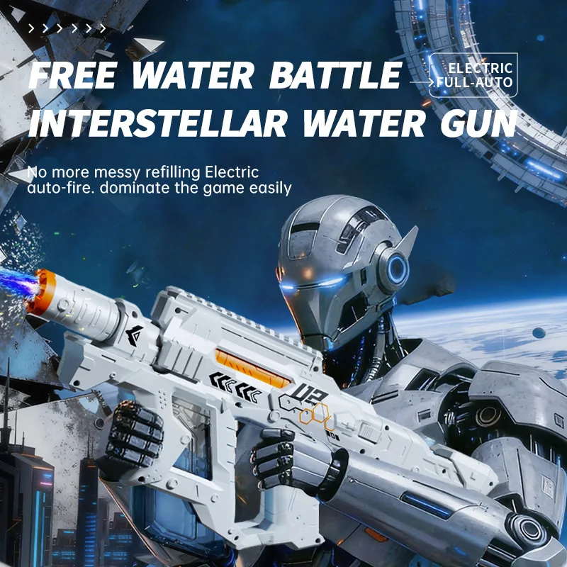 Interstellar Victor Auto Water Gun - Rechargeable w/ Scope, Light & Charger. Summer Battle Toy for Kids 6+!