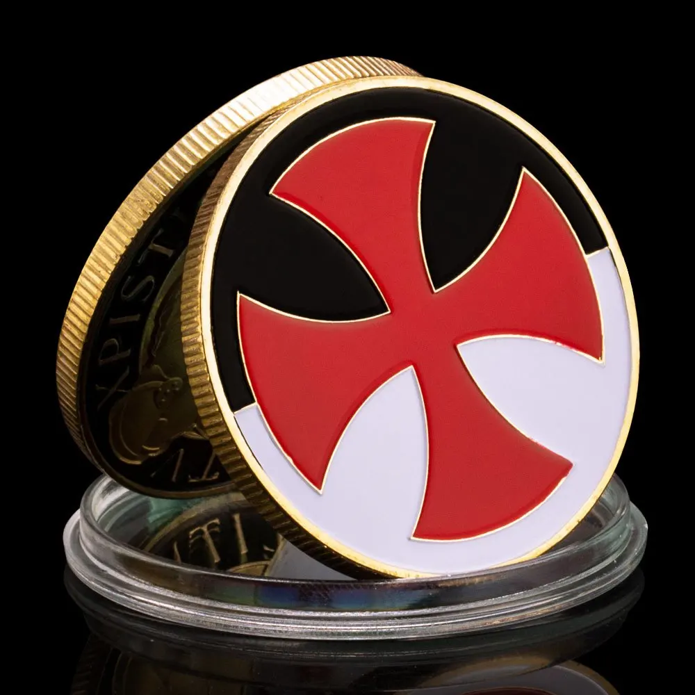 Kindom of Morocco Knight Templar Souvenir Golden Plated Coin Collectible Gift Christ Cross Collection Art Commemorative Coin