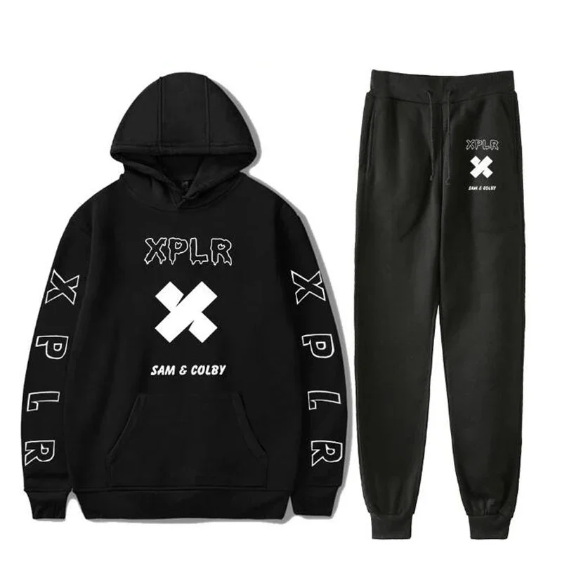 Sam and Colby XPLR Merch Men's Sportswear Sets Casual Tracksuit Two Piece Set Top and Pants Sweat Suit Male Sporting Suits