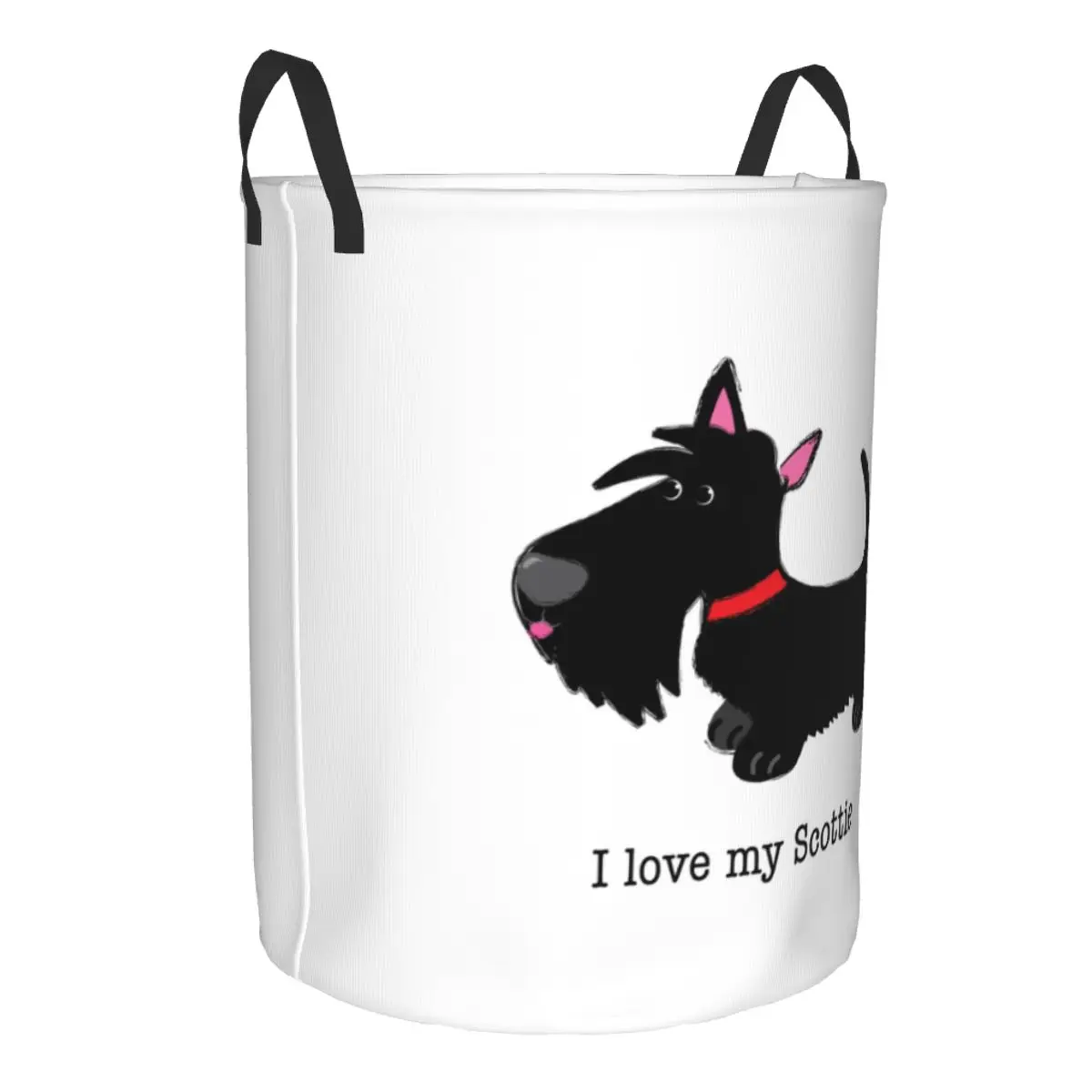 Custom I Love My Scottie Laundry Basket Foldable Large Capacity Clothes Storage Bin Scottish Terrier Dog Baby Hamper