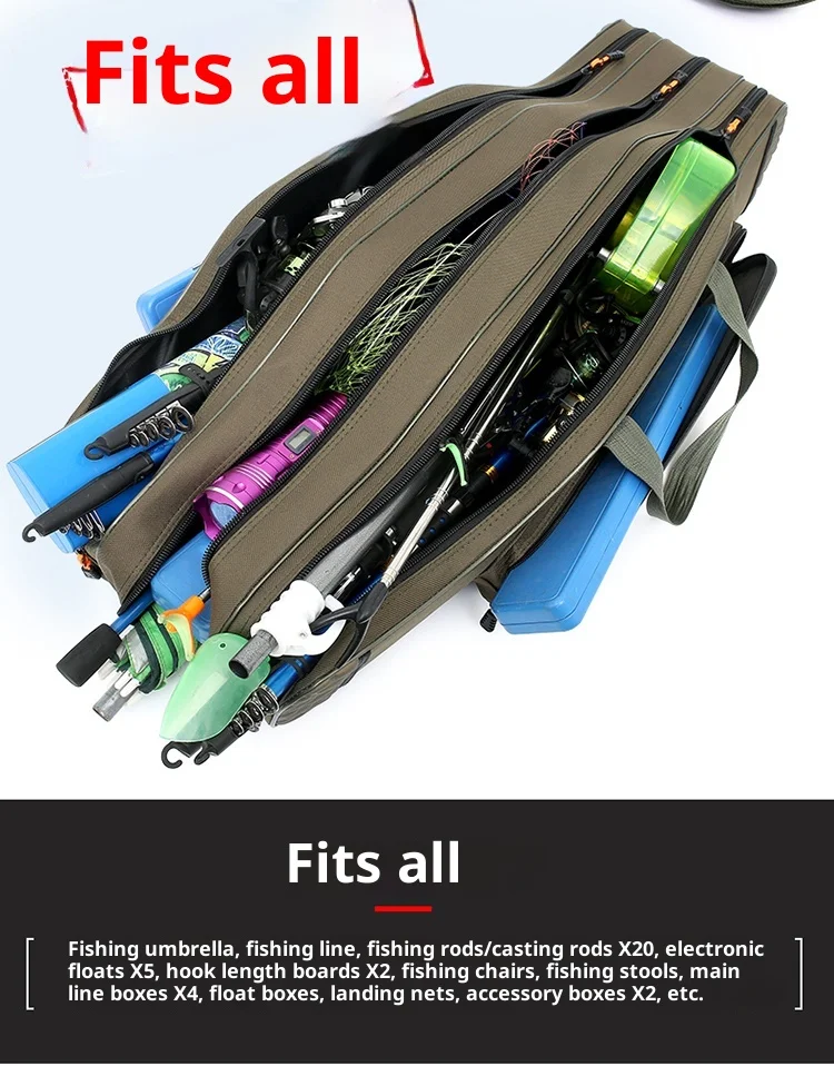حقيبة صنارة صيد خفيفة الوزن ومتعددة الوظائف وسعة كبيرة - حقيبة تخزين لصيد الأسماك تحتفظ بعجلات