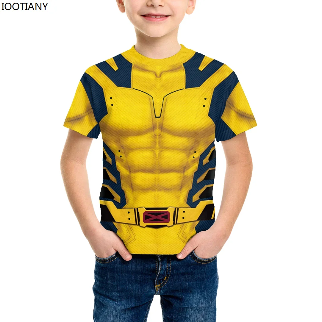 

Halloween Kids Superhero Print Cosplay Top Fitness T-shirt Carnival Party Crew Neck T-shirts Boys Everyday Stage Showing Tops