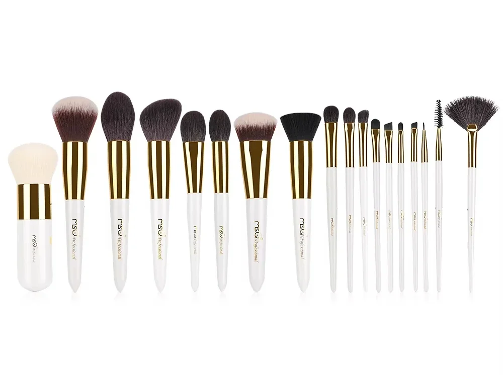 Professional Makeup Brush Set 18pcs New Style White Goat Hair Brushes Powder Eye Shadow for Face Cosmetic Use