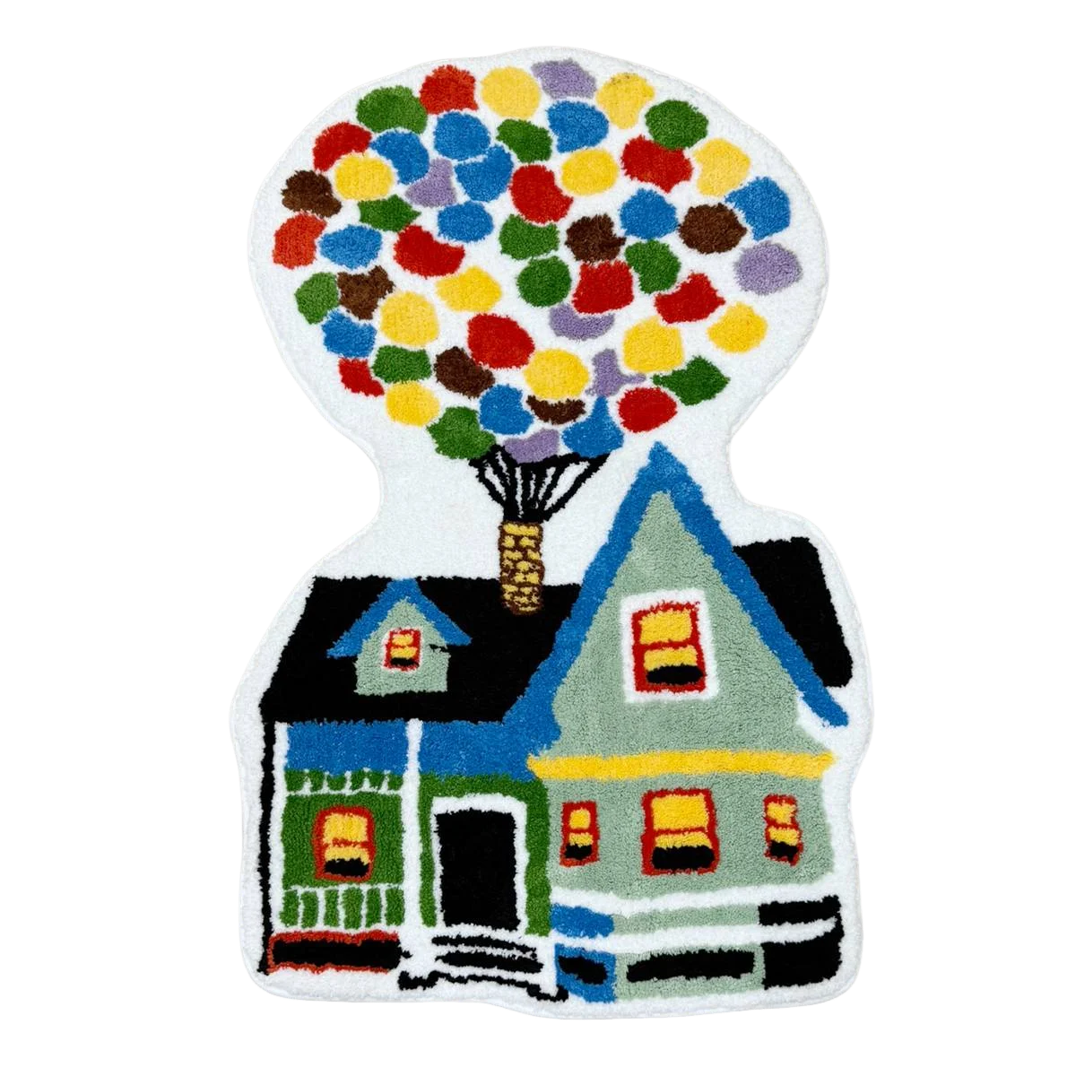 Up Movie House Colorful Balloons Shaped Tufted Rug Cartoon Flying House Multicolor Balloon Graphic Fluffy Anti Slip Floor Mat