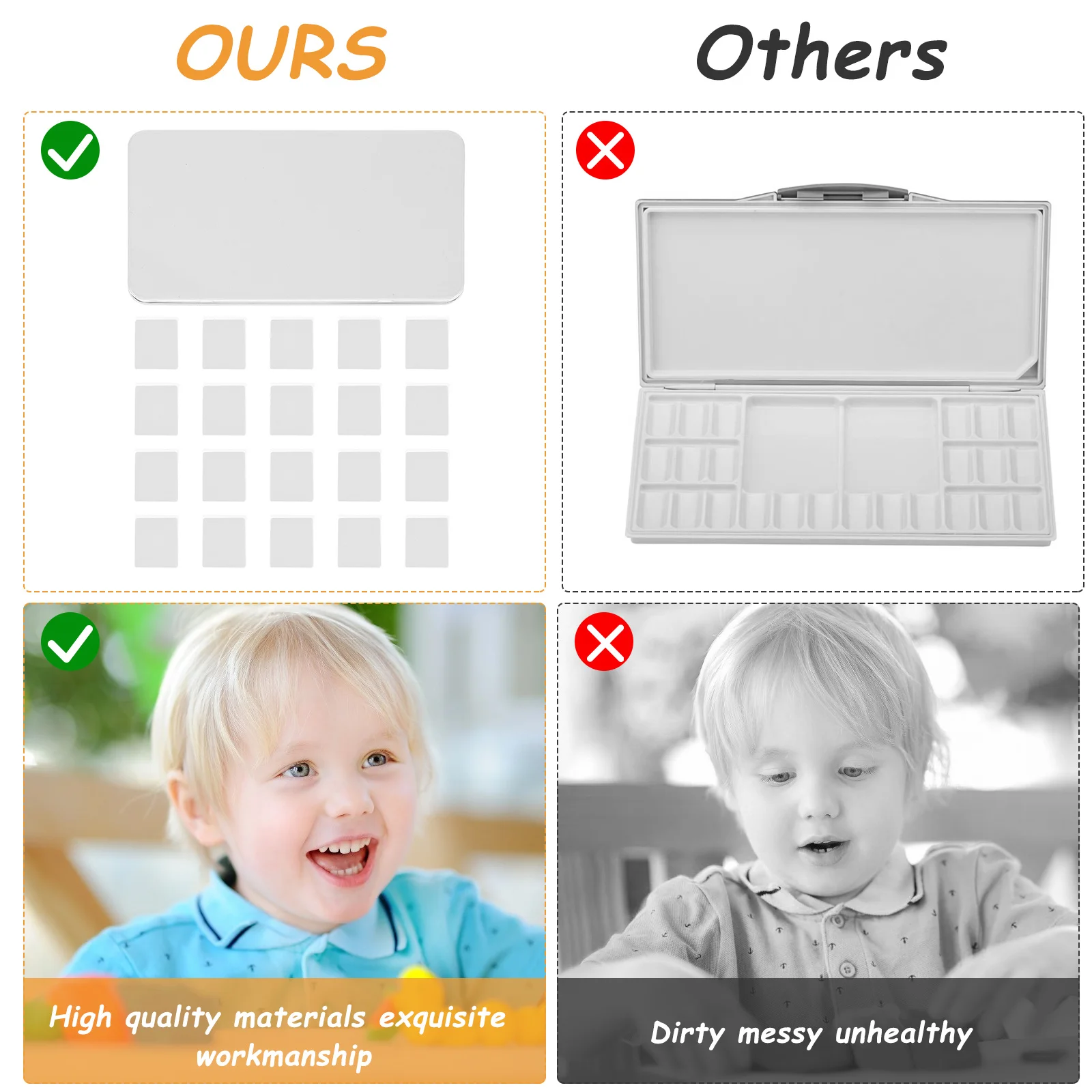 

1 set Watercolor Paint Empty Pans Case for Artist Student Palette Iron Tin Durable Long Lasting Supplies Watercolor Box