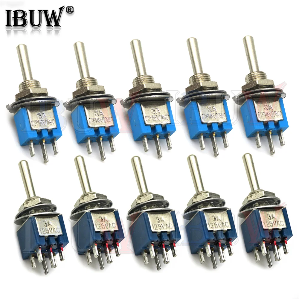 5PCS SMTS-102 SMTS-202 Light Blue Sub-Miniature Toggle Switch ON-ON SPDT 3-Pins 3A 125VAC 1.5A Amps 250VAC DL 6PIN