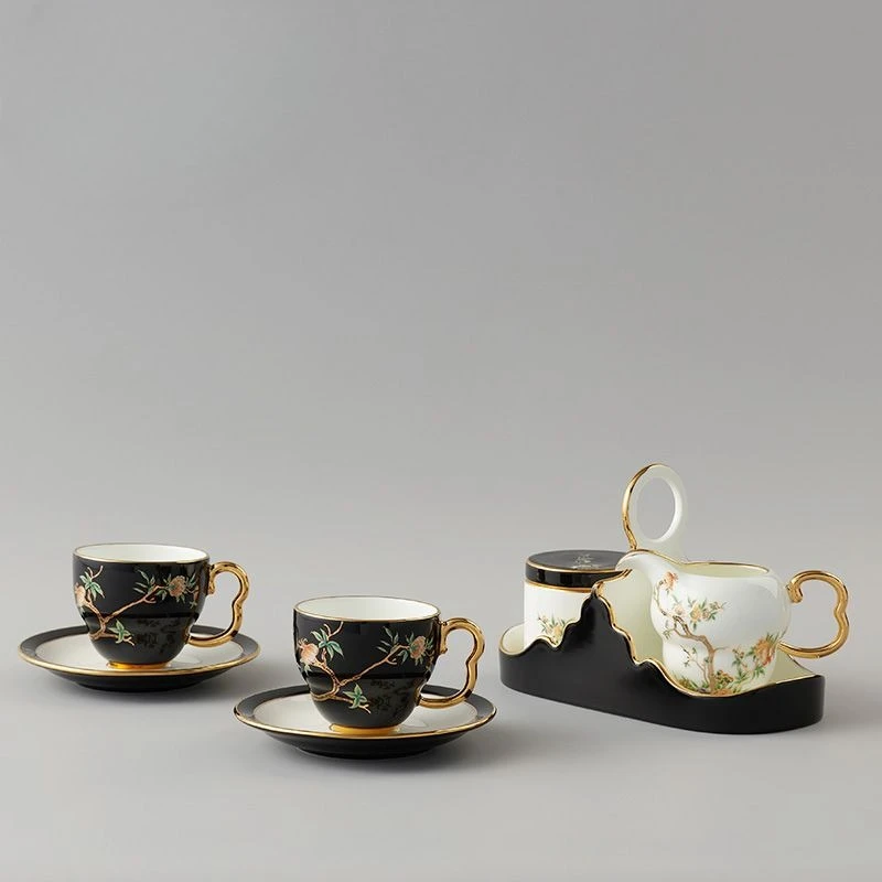 Pomegranate Home Ceramic Cup 8 Head Coffee Cup Saucer Set