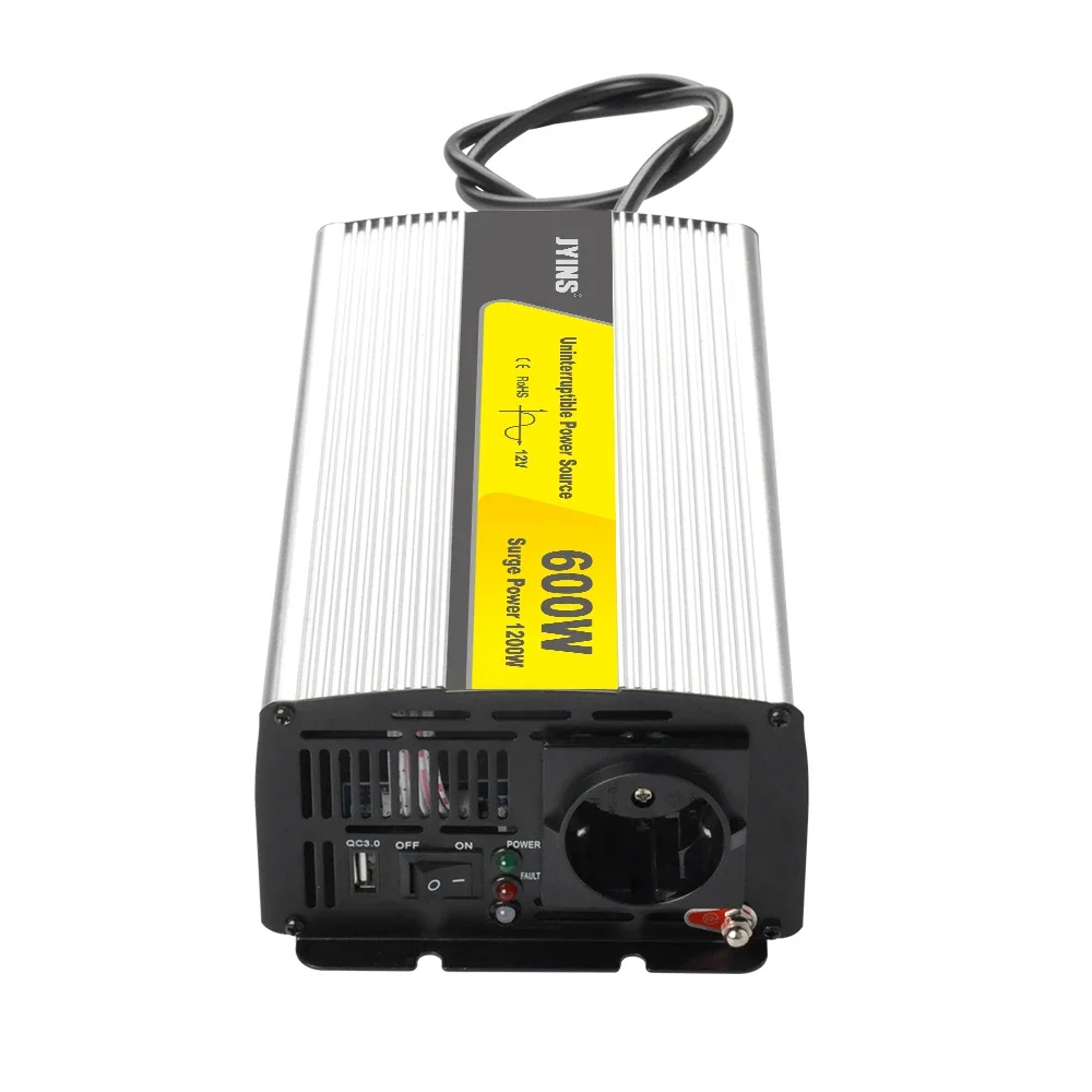 600W 12V 24V DC to AC 110V 220V Pure Sine Wave Single Output Power Inverter with Charger 50/60Hz 91% Efficiency