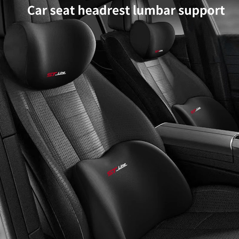 Car Lumbar Pillow Support Seat Backrest Neck Headrest Cushion For Ford ST Line Performance Explorer Focus Mk3 Fiesta Ranger Mk4