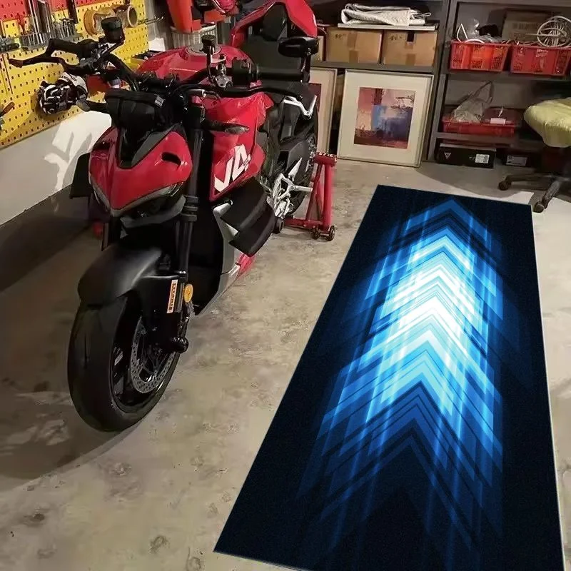 VIKAMA 3D Arrow Racing Track Pit Mat Non Slip Anti Wear Rug For Garage Motorbike Parking & Private Workshop Display Carpet