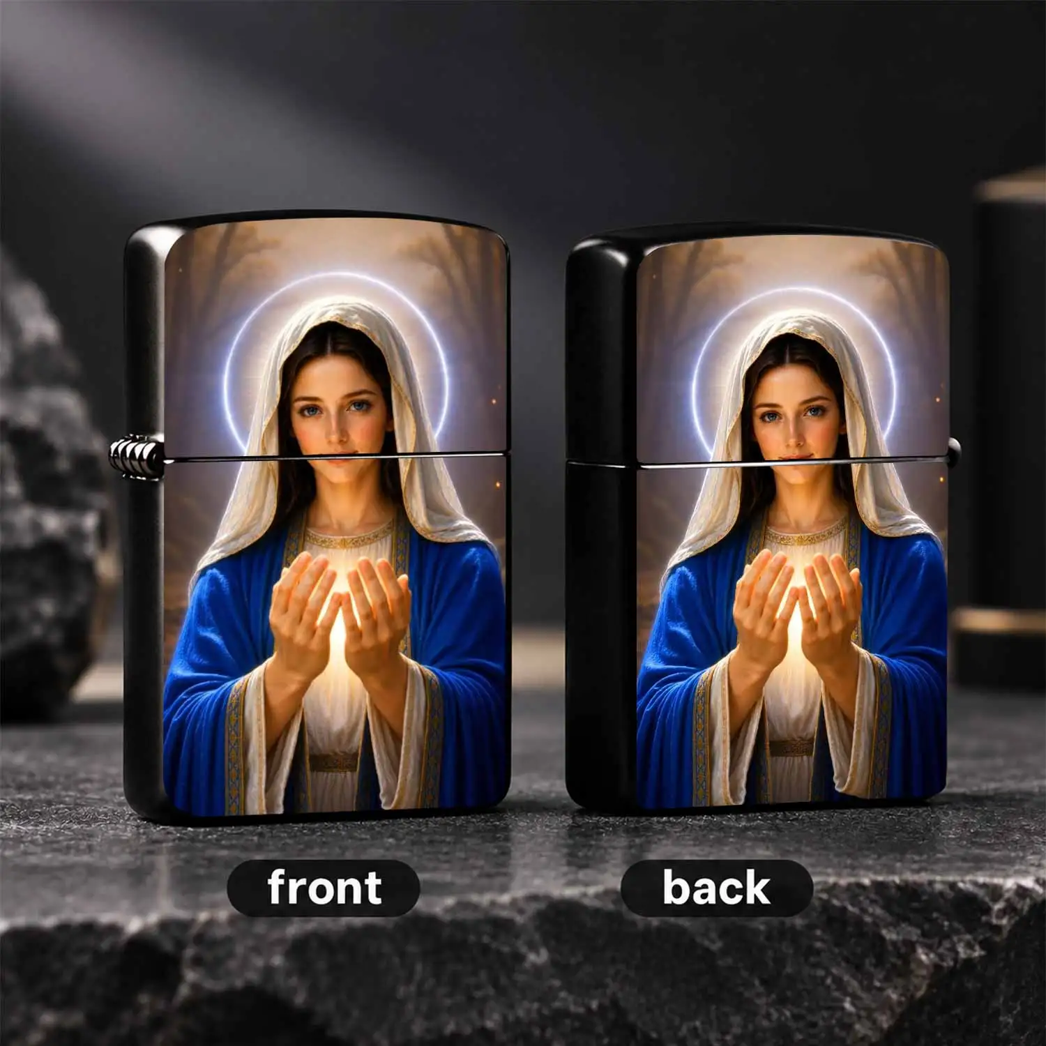 Virgin Mary Holy Image Windproof, Vintage Blue Robe Holy Light Themed Inflatable, Exquisite Printed Pattern Wear Resistant Sturdy Body, Religious Believer Portable Blessing Decor Ornament, Ideal Gift Personal Collectible Pocket A Fun And Hu