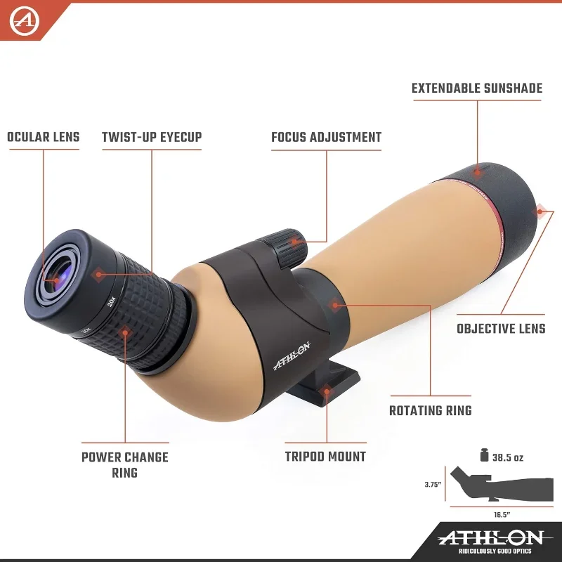 

Athlon Optics Talos 20-60x80 Spotter Scope - Durable Outdoor Equipment for Hunting, Shooting Targets & Bird Watching