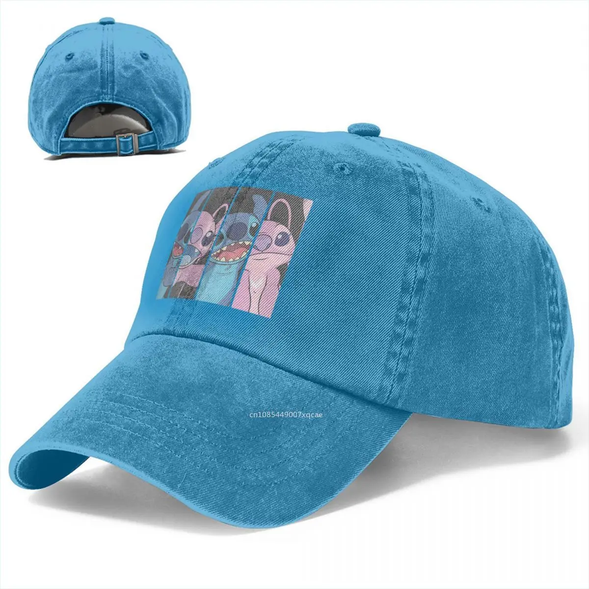 Lilo And Stitch Boxed Faces Baseball Caps Cartoon Cute Distressed Denim Washed Hats Cap Outdoor Unstructured Snapback Hat