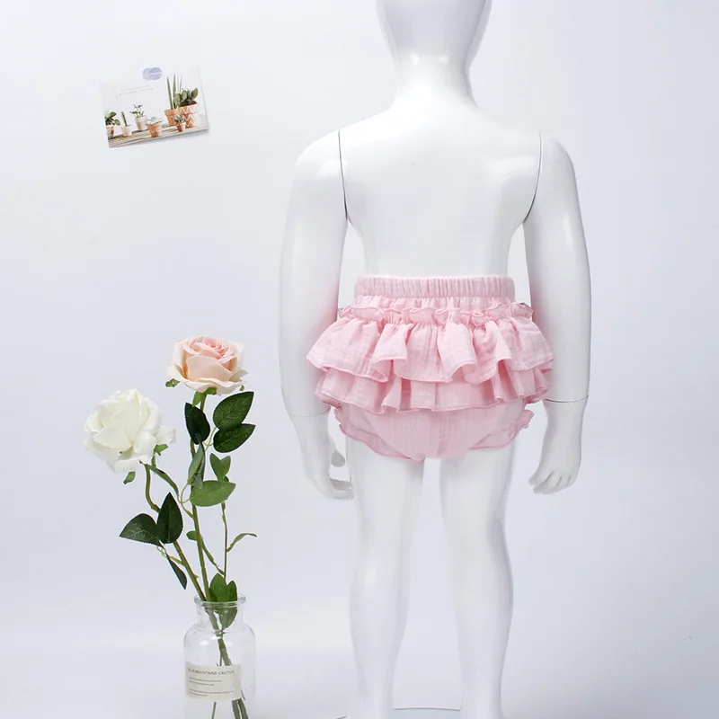 Soft Breathable Cotton Cozy Toddler Baby Bloomers Skirt Ruffle Layers Infant Girl Bubble Shorts Spring Summer Baby Diaper Cover