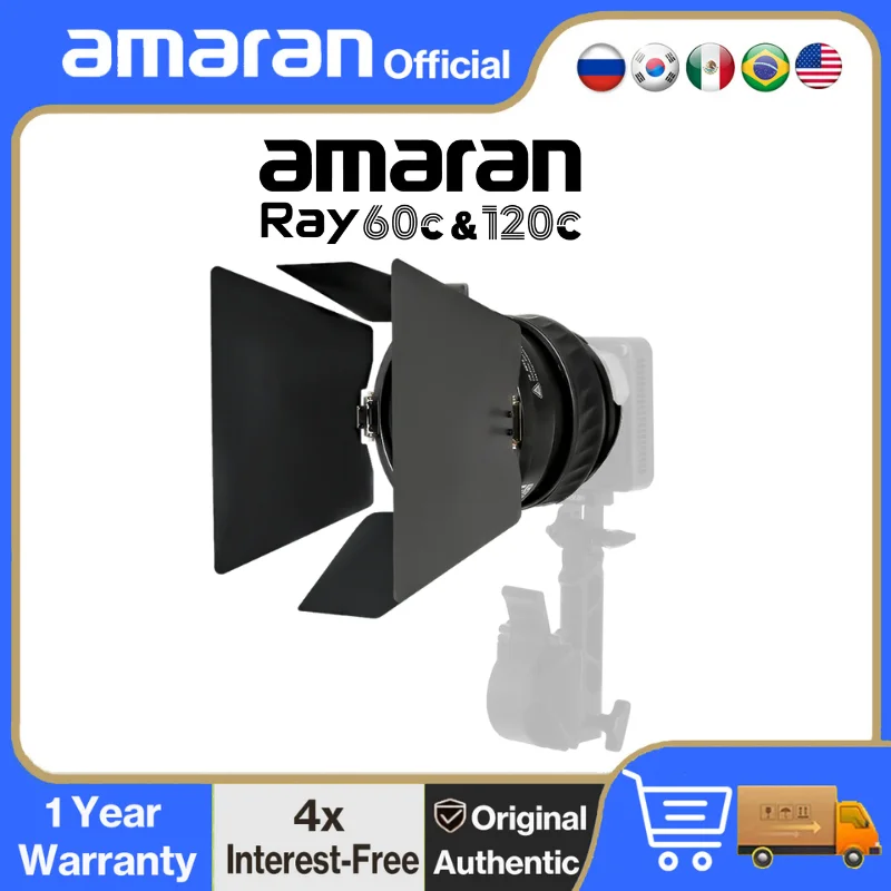 amaran Mini Fresnel with Mini Barn Doors KIT Ultra-compact Bowens Mount Fresnel Attachment for amaran Ray 60c & 120c