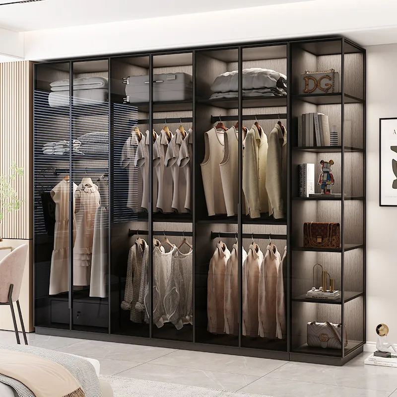 Glossy Black Wardrobes Japanese Style European Space Saving Wardrobes Storage Bedroom Wooden Armadio Guardaroba Furniture Home