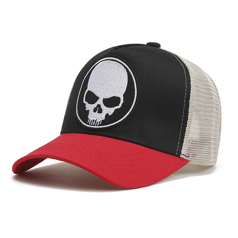 Unisex Skull Embroidery Baseball Net Caps for Men Women Spring and Summer Outdoor Adjustable Casual Hats Sunscreen Trucker Hat 