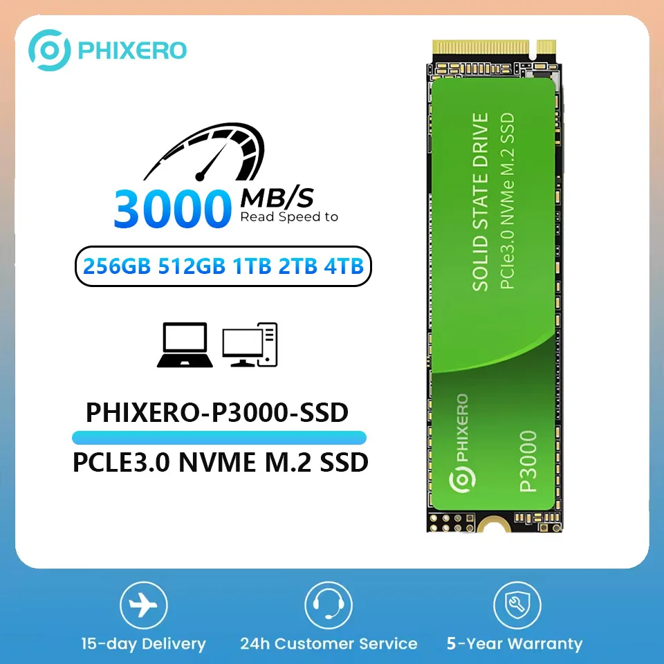 PHIXERO M.2 PCIe NVMe Internal SSD 3000MB/s pcie 3.0 gen3 x4 Solid State Drive 512GB 1TB 2TB 4TB for Desktop Laptop Game Console