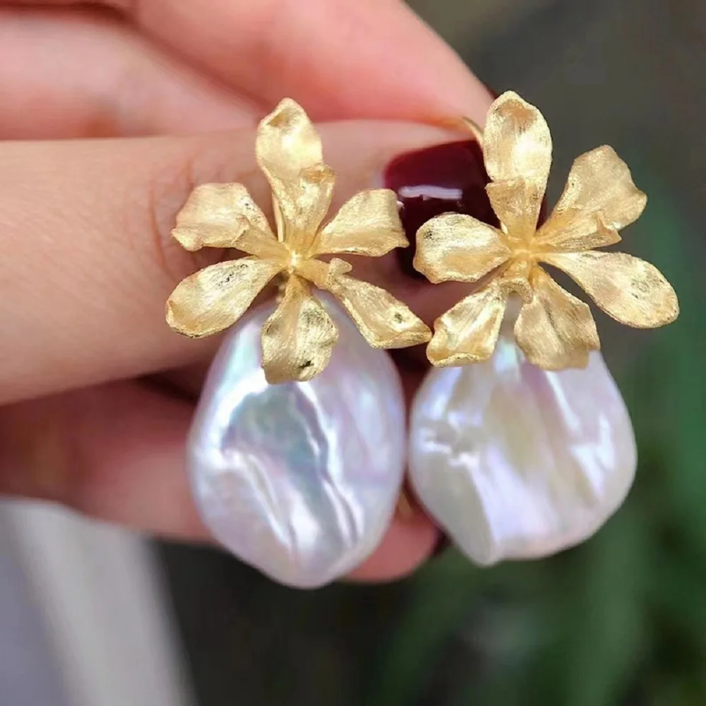 

Exquisite pearl earrings, ear hooks, natural AAAA 20-25mm Baroque style detachable earrings, 925s