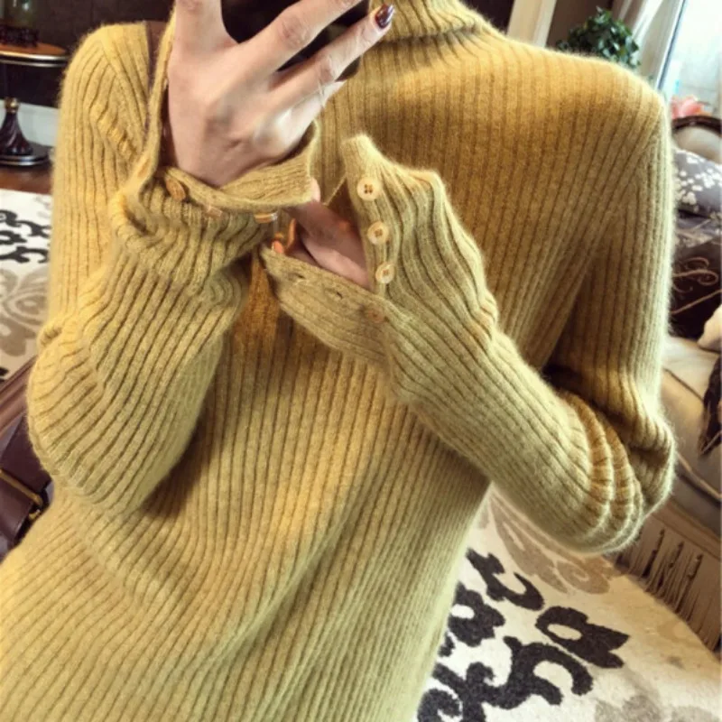 Turtleneck Poullvers Women Autumn Winter European S-4XL Basic Fashion Long Sleeve Sweaters Mujer Harajuku Y2k Clothes All-match