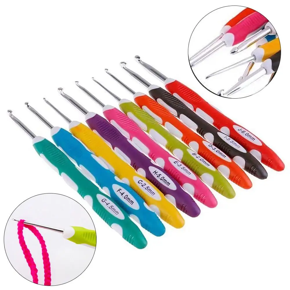 

DIY Rubber Handle Knitting Needles Long Multisize Crocheting Needles Weaving Tool Hand Weave Tool