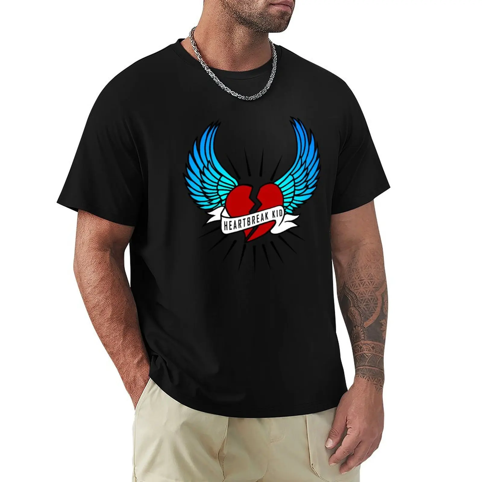 

Heartbreak Kid - blue wings, black broken heart T-Shirt shirts graphic shirts graphic tees mens t shirts casual stylish
