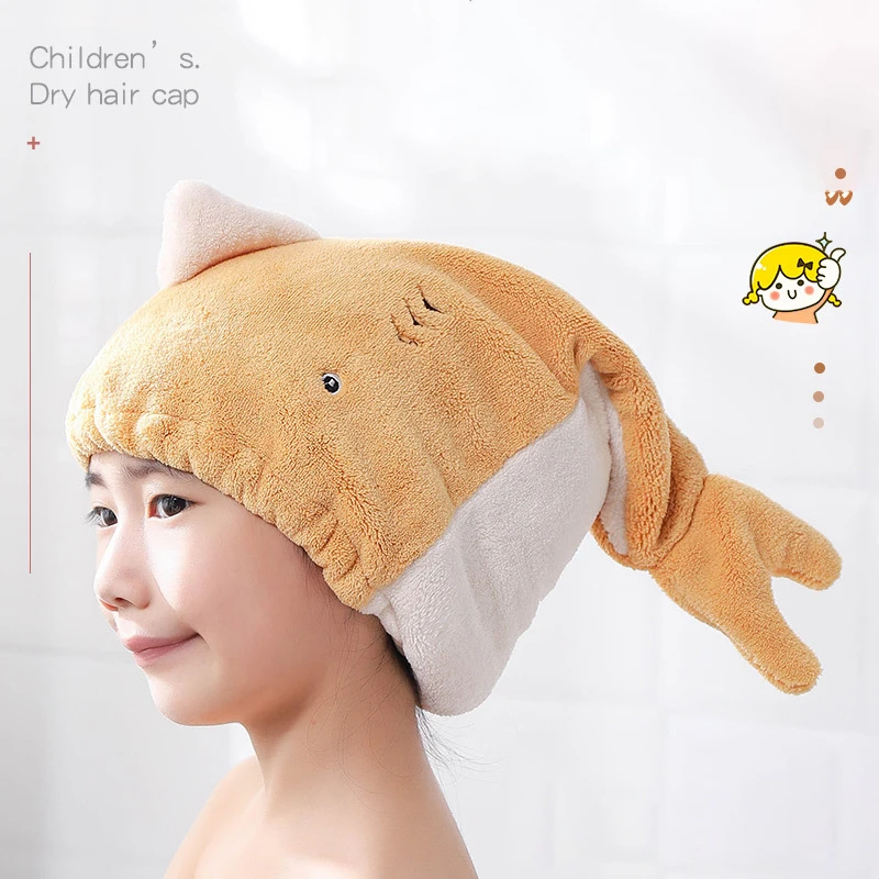 New Shark Dry Hair Cap Soft Microfiber Shower Cap Towel Bath Hats for Women Quick Drying Soft for Kid Turban Head Girl Towel