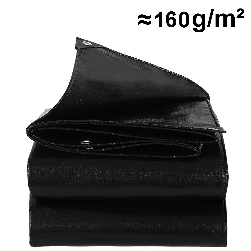 Large Tarpaulin 2*1 4*4 6*6 8*8 10*10m Anti-UV Thicken Waterproof Shade Tarp Tent Camping Canopy Rain Awning Outdoor Truck Black