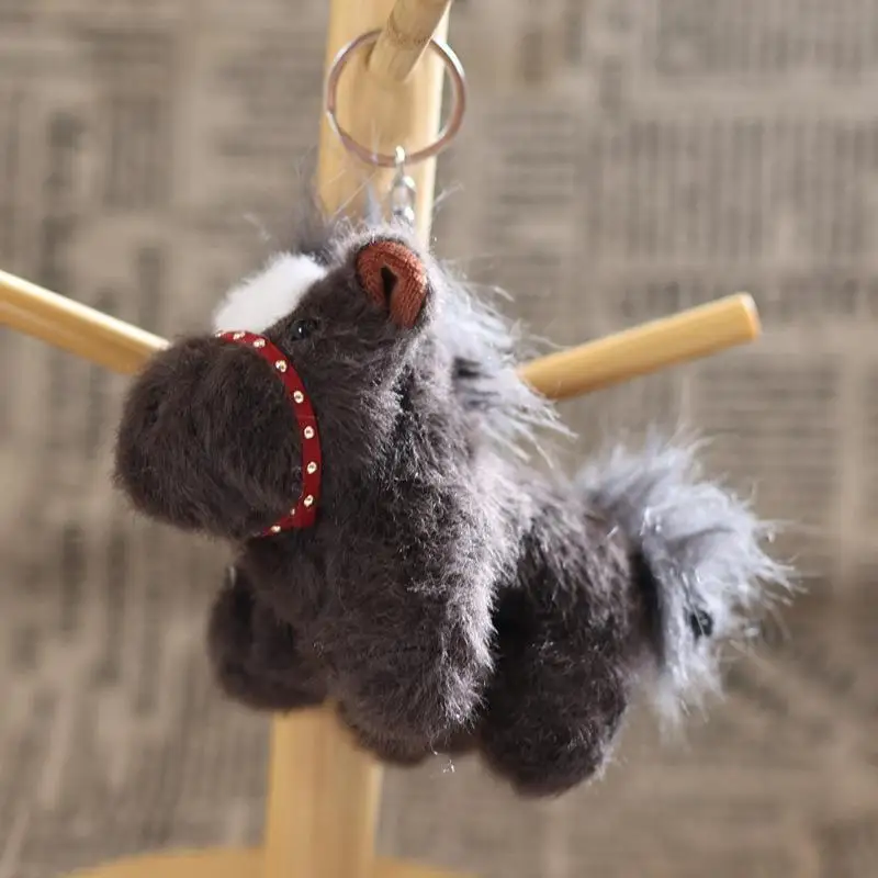 Porte-clés cheval de dessin animé 15cm, poupée en peluche douce, chien en peluche, sac à dos, pendentif, cadeau pour fille et femme