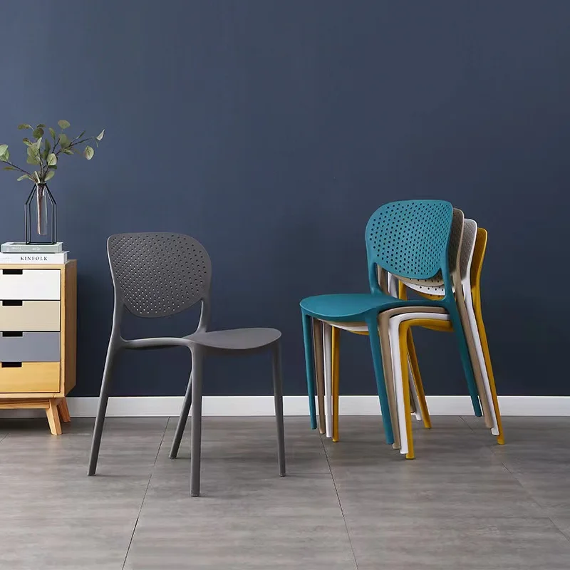 #Plastic chair Home dining room chair Nordic style backrest is sturdy and durable