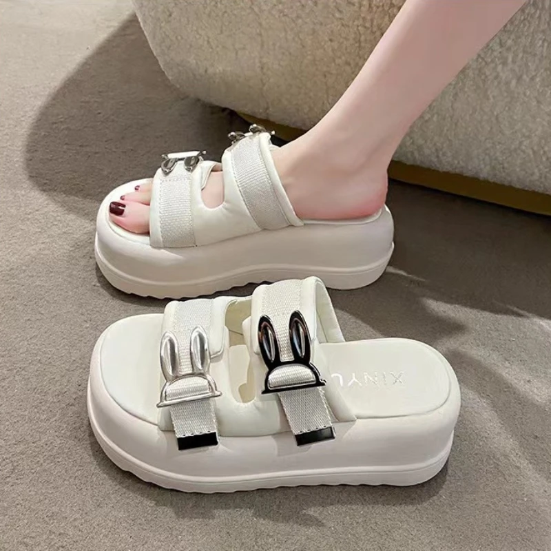 Women\'s Slippers and Ladies Sandals on Beach Slides Open Toe Summer 2024 Heeled Shoes Designer Animal Height Off White Unique 39