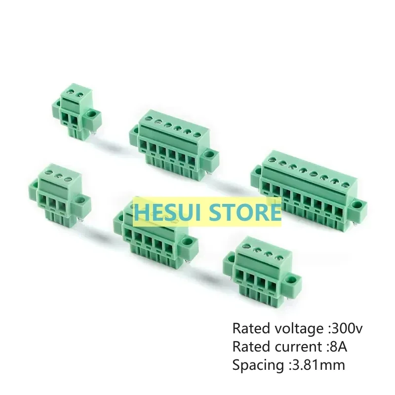 10 PCS KF2EDGKBM-3.81-2/3/4/5/6/8P Vertical plug with lug positioning hole seat terminal