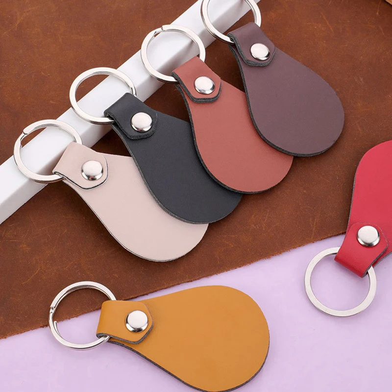 Vintage High Quality Leather Keychain Doorlock Access Case Control Key Fob Tag Protective Card Bag Key Chain Access Key Tag