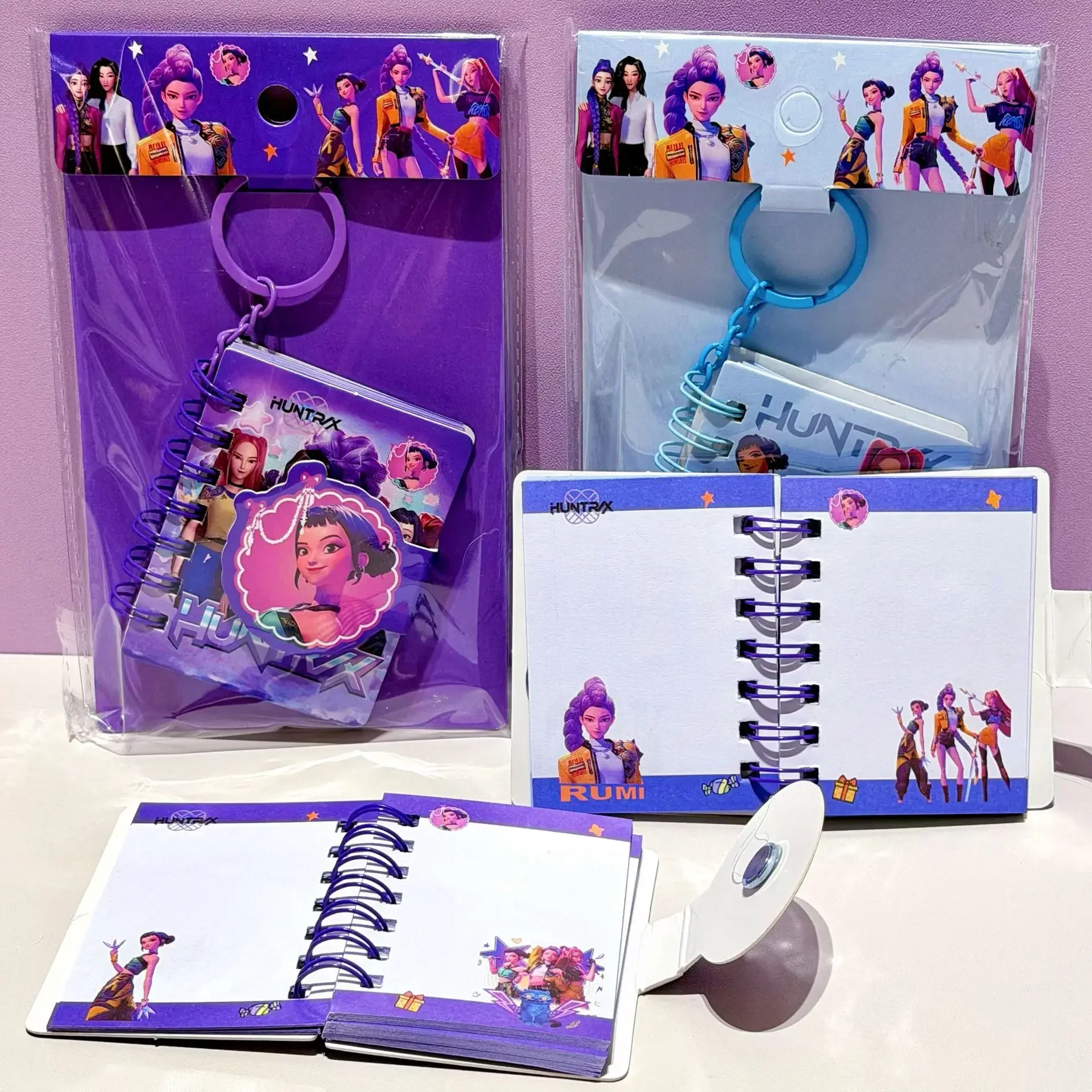 Pretty Anime K-p-o-p - Girl Coil Notebook with Mini Keyring, Vivid Pages, Delicate Stationery Gifts for Young School Students.