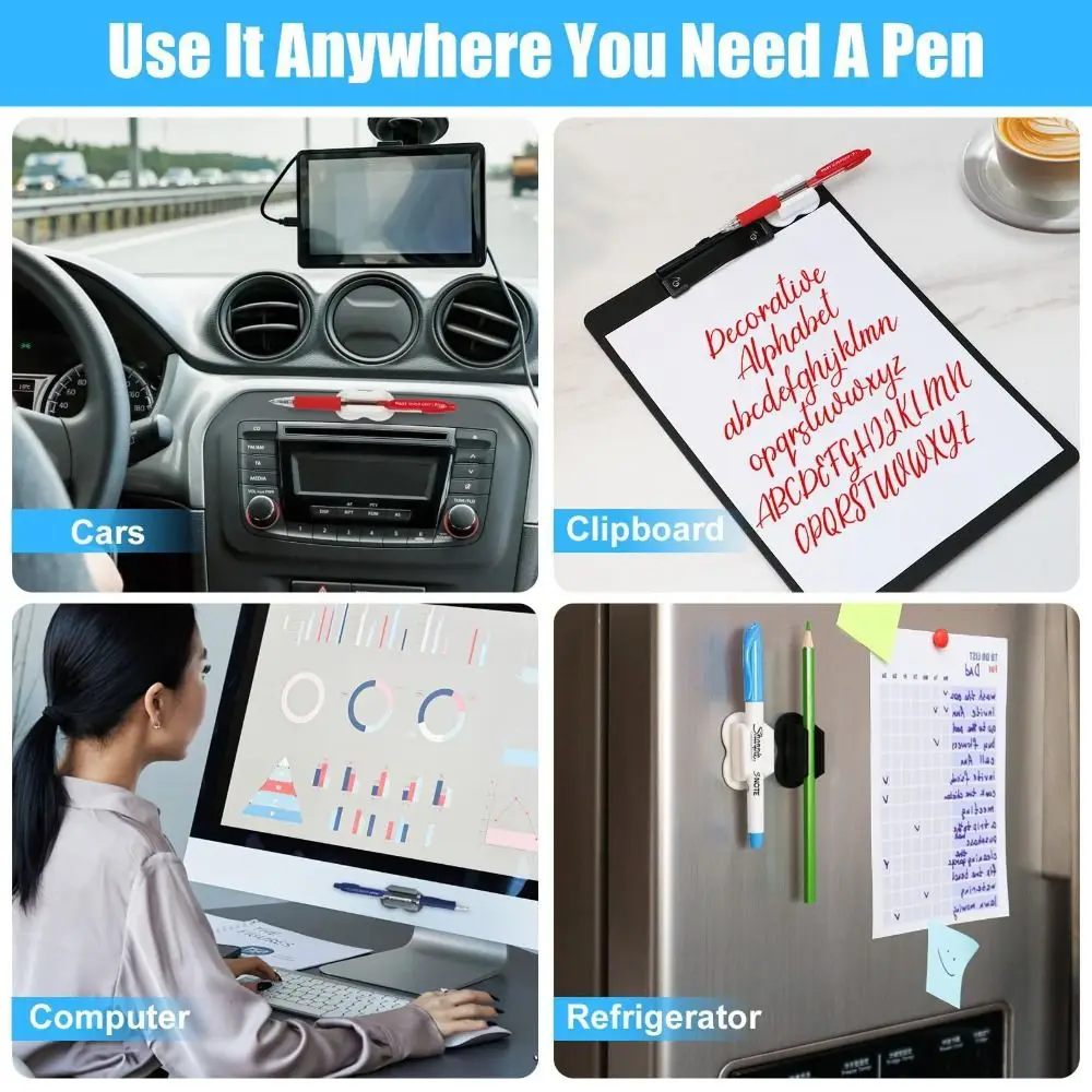 حامل قلم إبداعي مريح ، رف قلم ذاتي اللصق من السيليكون ، قلم حبر جاف مضاد للسقوط مضاد للسقوط