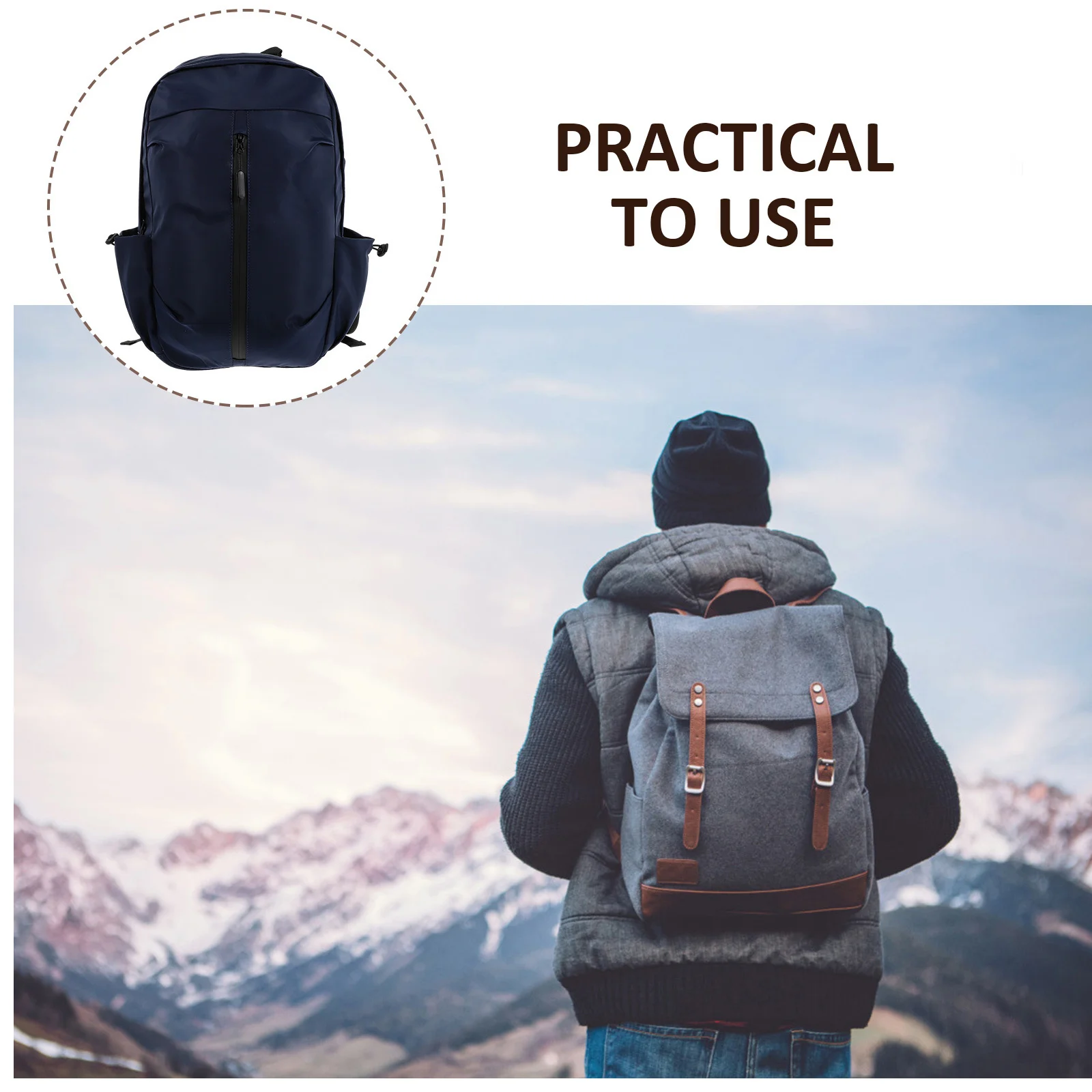 

1pc Large Capacity Waterproof Laptop Backpack For Business Travel Usb Charging Port Adjustable Strap Computer Storage Bag